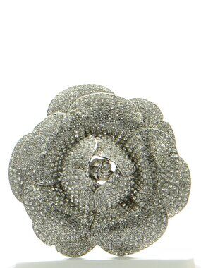 Oscar de la Renta Large Pave Crystal Rose Buckle